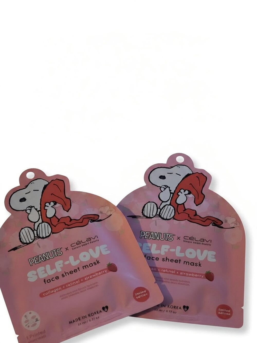 Peanuts x Celavi SELF-LOVE Strawberry Face Sheet Mask (2-pack)